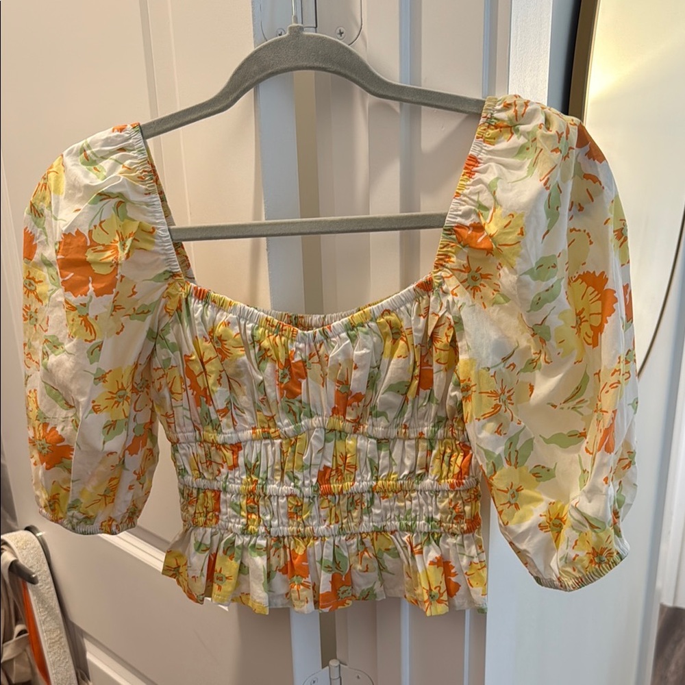 Faithfull the Brand Puff Sleeve Floral Top